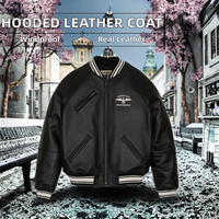 Veste en cuir à capuche pour hommes de haute qualité personnalisée légère coupe-vent tempérament poche décoration fermeture éclair pour l'hiver