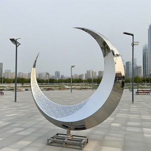 Sculpture d'art moderne de jardin en acier inoxydable de forme irrégulière personnalisable, design de luxe moderne, résistante aux intempéries, polie - Product Image 4