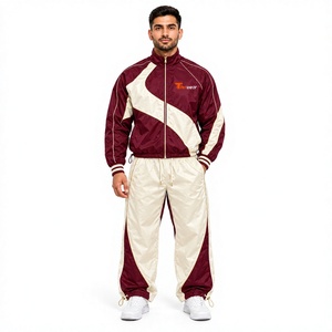 Ropa de calle personalizada para hombre, chándal cortavientos con cremallera frontal, bloque de Color, adornos elásticos, chándal cortavientos de nailon 100% para hombre - Product Image 1