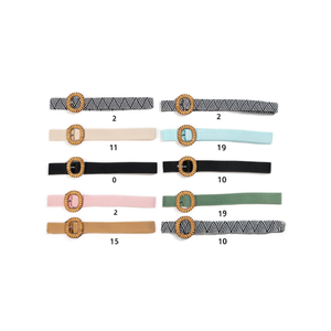 Cinturones de Paja PP con Hebilla de Cuentas de Madera Redondas Pequeñas de 3 cm, Cinturones Tejidos - Product Image 1