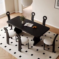 Table à manger rétro en bois massif Table à manger rectangulaire en chêne noir pour restaurant Mobilier de maison Table à manger moderne Ensemble 4 chaises