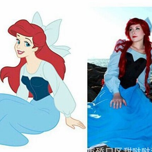 Dulce vestido de cosplay de princesa Ariel de la Sirenita de anime, vestido azul para mujer, disfraz de fiesta de Halloween - Product Image 2