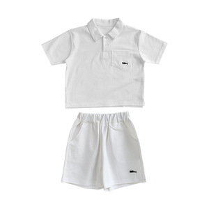 ชุดเสื้อผ้าเด็กผู้ชาย ชุดลำลองสองชิ้น สำหรับฤดูร้อน ผ้าโพลีเอสเตอร์ สีพื้น ทรงหลวม สไตล์สปอร์ต - Product Image 6