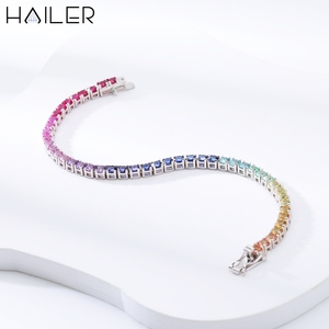 18K White Gold <strong>Bracelet</strong> Round Cut 3 MM Lab <strong>Sapphire</strong> <strong>Bracelet</strong> Fashion Rainbow <strong>Tennis</strong> <strong>Bracelet</strong> Women - Product Image 1