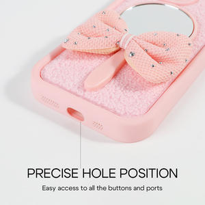 غطاء هاتف بتصميم مرآة وفيونكة لآيفون 17 برو ماكس و16 و15 و14 بلس برو، غطاء خلفي لامع بالماس لحماية الهاتف المحمول - Product Image 4