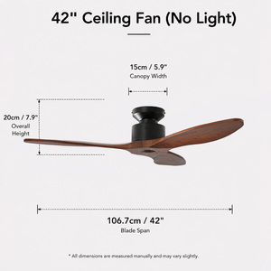 Mid Century Modern 42 Inch <b>Ceiling</b> <b>Fan</b> Without Light Wood Blade 3 Blade Design Quiet Motor <b>Remote</b> <b>Control</b> for Home - Product Image 6