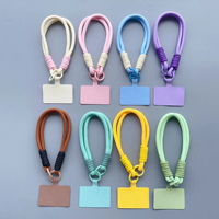 Dragonne courte colorée pour téléphone portable avec patch coloré, pendentif pour coque de téléphone, anti-perte, faite à la main, unisexe
