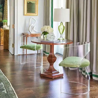 Chaise de salle à manger en acrylique moderne personnalisée Offre Spéciale dossier en cuir à bras circulaire transparent pour les loisirs à manger tabourets de bar transparents meubles de maison