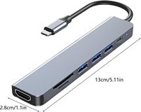 Adaptor Hub Type-C 7-in-1 Grosir dengan HDTV, USB 3.0, USB 2.0, Port SD/TF, Pengisian Daya PD untuk MacBook, Ponsel, dan Pembaca Kartu