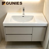 Lavabo de salle de bain rectangulaire moderne de luxe en céramique poli à poser sous le comptoir, avec drain, monotrou, écologique