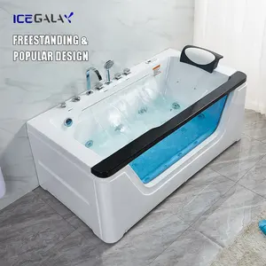 ICEGALAX Baignoires à remous en acrylique autoportantes Baignoire de spa Surface solide Baignoire de massage Jaccuzzi intelligente pour une personne utilisant