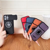 Coque de téléphone antichoc avec béquille Lightning Ring et protection d'objectif pour iPhone 17 Pro Max et iPhone 16