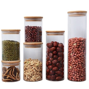 Frascos de Vidrio de Borosilicato con Tapas de Bambú para Dropshipping en Shopify, Recipientes Sellados con Rayas Verticales, Organizadores de Cocina - Product Image 1