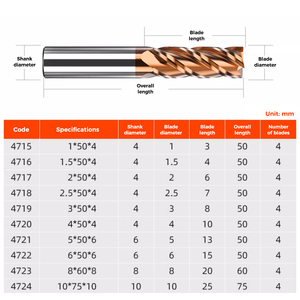 HRC55 Carbide <strong>End</strong> <strong>Mill</strong> 1 2 4 5 6 8 10mm 4 Flutes <strong>End</strong> Milling Cutter Alloy Coating <strong>Tungsten</strong> Steel <strong>End</strong> <strong>Mill</strong> with TiAlN Coated - Product Image 6