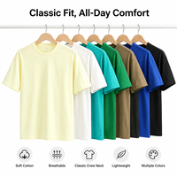 T-shirt en coton tricoté 100 % lourd 280 g/m² personnalisé en gros pour homme, col rond, manches régulières, coupe oversize, streetwear, écologique