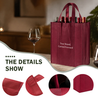 Sac de transport durable en non-tissé pour 6 bouteilles, avec séparateurs internes, imperméable, pour les magasins de vin