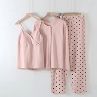 Vente en gros de pyjamas de maternité en coton personnalisés pour femmes, 3 pièces, vêtements de grossesse, vêtements de nuit pour l'allaitement, chemises de nuit pour femmes enceintes