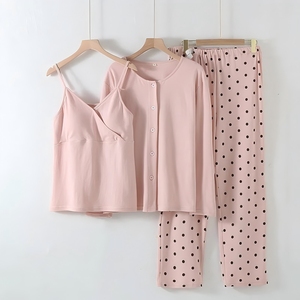 Pijamas de <span class=keywords><strong>Lactancia</strong></span> de Algodón Personalizados al por Mayor para Mujer, Ropa de Dormir de Verano de 3 Piezas para Embarazadas, Ropa de <span class=keywords><strong>Maternidad</strong></span>, Camisón de <span class=keywords><strong>Lactancia</strong></span> - Product Image 1