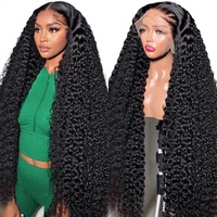 Perruque Lace Front Deep Wave 40 pouces en cheveux humains, densité 180%, 13x6 |   Cheveux de bébé pré-épilés sans colle, 100% cheveux brésiliens non traités