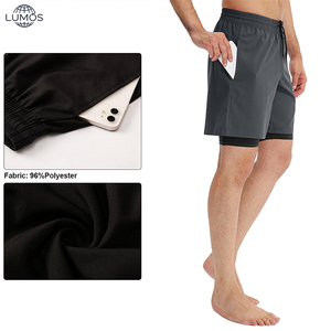 Pantalones Cortos Deportivos Transpirables de Secado Rápido para <span class=keywords><strong>Hombre</strong></span>, Personalizados, para Correr al Aire Libre, de Nailon y Elastano, Casuales, para Gimnasio, 2 en 1 - Product Image 4