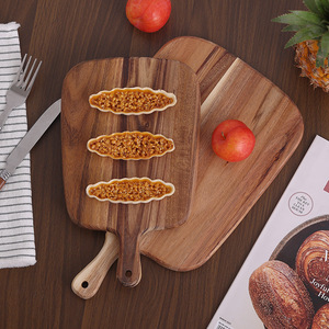 Tabla de cortar de madera maciza rectangular con asa para frutas, comida para bebés, pan, carne y alimentos cocinados - Product Image 3