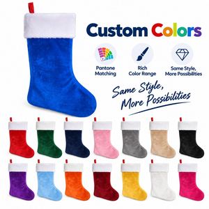 Chaussette de Noël en peluche 45 cm, velours, fausse fourrure, grande capacité, boucle de suspension, sac cadeau, cheminée, couleur personnalisée, vente en gros - Product Image 3