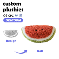 Peluche personnalisée en forme de tranche de pastèque OEM ODM, super douce, rembourrée en coton PP, design brodé, style Kawaii, option personnalisée pour la maison