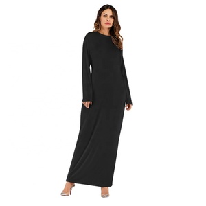9099# Woman Bodycon Dress Fashion Design Muslim Women Clothing Modal Plain <b>Maxi</b> Dress - Product Image 2