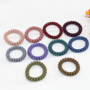 Genya 5,5 cm de diámetro de la bobina pelo Matt elástico de la bobina cable de teléfono banda de pelo Scrunchies Cola de Caballo titular - Product Image 4