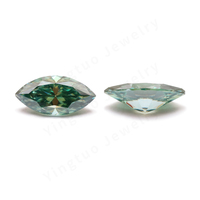 Pierres de Moissanite Synthétiques (Créées en Laboratoire) Vert Émeraude Taille Marquise 7x14mm 3 Carats de Wuzhou avec Effet de Couleur/Feu