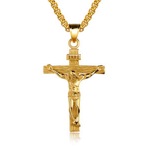 Colgante de cruz de Jesús para hombres y mujeres, collar con cadena de acero inoxidable, plateado, plata/oro, regalo de joyería - Product Image 5