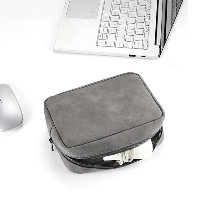Travel Tech Organizer Pouch Zipper Data Cable Storage Charger Protector Case Waterproof PU Chargering Bag