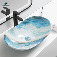 Oem céramique salle de bain évier bateau type lavabo maroc table top bassin marbre transfert d'eau lavabo