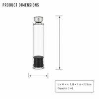 Bouteille en verre de petite capacité en borosilicate, emballage liquide, logo personnalisé, options de couleur, stock disponible