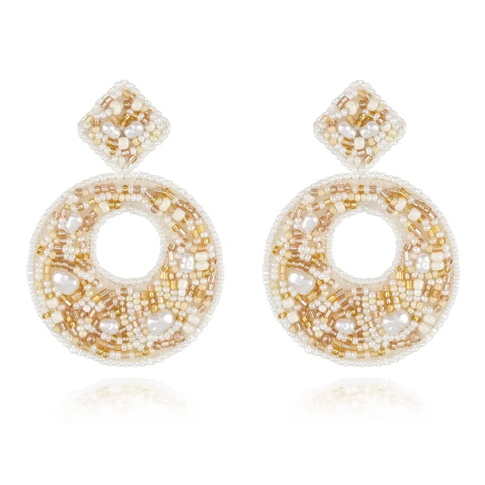 Boho Glass seed beaded beads circle shape Hollow earring studs Huggie Earrings women earring jewelry