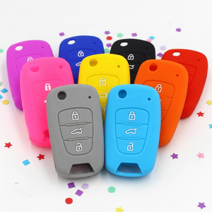 Vente flash - Housses de clés de voiture en silicone colorées, anti-rayures, anti-poussière, logo personnalisé, étui pour clés de voiture <span class=keywords><strong>Hyundai</strong></span> Flip 3 boutons - Product Image 1