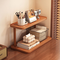 Support de rangement de bureau en bambou pour tasses, services à thé et ornements - Présentoir rectangulaire au design simple pour poste de travail