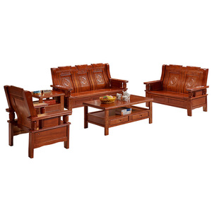 Juego de sofás de madera maciza estilo chino Dazhang Jiaju con almacenamiento para sala de estar u oficina - Product Image 5