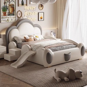 Modern prinsessenbed voor kinderen, populair roze kinderbedset, kinderkamermeubilair, zacht en veilig kinderbed met spijlen - Product Image 6