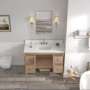 Grosir kabinet perabotan kamar mandi khusus suasana mewah pintar Vanity kamar mandi gaya sederhana dasar Amerika grosir - Product Image 2