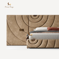 Meubles de chambre à coucher complets, lit avec rangement rembourré, taille king, design moderne, tissu luxueux léger