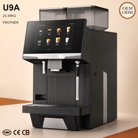 Machine à café expresso automatique commerciale OEM U9 Bean to Cup avec double moulin intégré et écran tactile pour chaînes de cafés et magasins de proximité