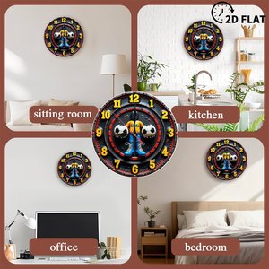 Horloge murale ronde en bois 25 cm, mécanisme à quartz silencieux, décoration pour la maison, l'hôtel, le café - Product Image 5