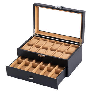 Luxe Double Couche 24 Fentes Montre Boîte Bijoux Boîte De Rangement Stock En Gros cas usine <span class=keywords><strong>moins</strong></span> <span class=keywords><strong>cher</strong></span> prix de gros - Product Image 6