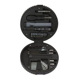 Ensemble d'outils à main promotionnels en acier au carbone de 29 pièces en forme de pneu avec étui rigide, OEM disponible - Product Image 4