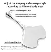 Outil de massage Gua Sha en acier inoxydable, design feuille, pour le modelage des tissus mous du corps, outil de grattage Guasha avec effet lifting du visage