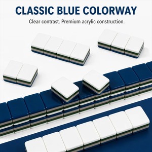 Tuiles de Mahjong Blue Eyed <span class=keywords><strong>Jack</strong></span>, Tuiles de Mahjong Minimalistes, Ensemble de Tuiles de Mahjong, Ensemble Américain, Ensemble Sur Mesure, Luxe Bleu - Product Image 5