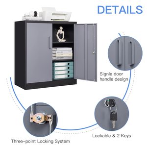 Moderno Armario de Almacenamiento Metálico para Garaje, 2 Puertas, 2 Estantes Ajustables, Armario de Acero con Cerradura, para Oficina en Casa, Uso <span class=keywords><strong>Exterior</strong></span>, Impermeable - Product Image 2
