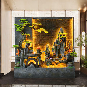 Décorations de paysage de cour de jardin extérieur élégant rideau d'eau en fibre de verre fontaines murales écran coulant rocaille pour - Product Image 3