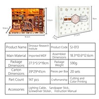 Puzzle 3D en bois certifié CE, thème fossiles de dinosaures, pour maison de poupée et coin lecture, jouet éducatif DIY, avec fonctions lumineuses et mobiles, écologique